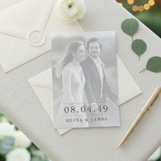 Classic Modern Script Photo Wedding Invitation