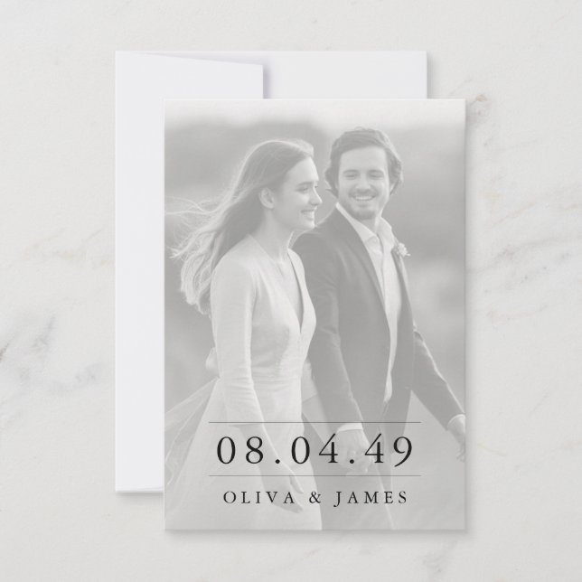 Classic Modern Script Photo Wedding Invitation Einladung (Vorderseite)