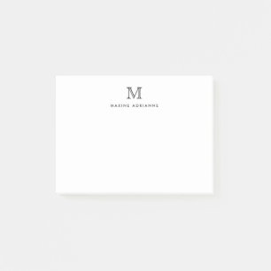 Classic Modern Simple Clean Gray Monogram Initial Post-it Klebezettel
