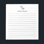 Classic Modern Simple Monogram Initial Lined Notizblock<br><div class="desc">Classic Modern Simple Monogram Initial Lined Notepad</div>