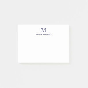 Classic Modern Simple Navy Blue Monogram Initial Post-it Klebezettel