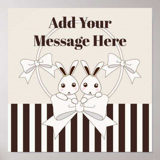 Classic Modern Stripe Niedlicher Cartoon Twin Bunn Poster (Vorne)