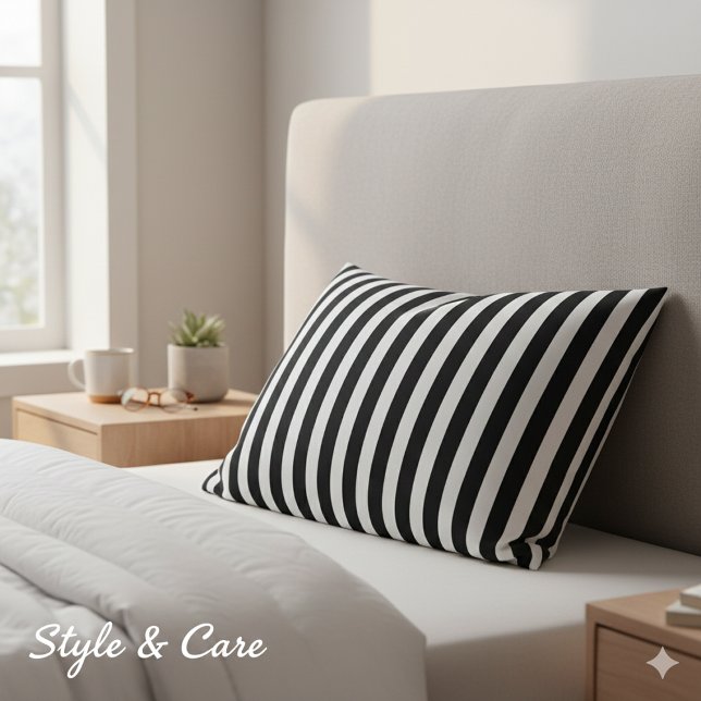 Classic Modern Striped Black and White Kissenbezug (Classic Modern Striped Black and White Pillow Case)