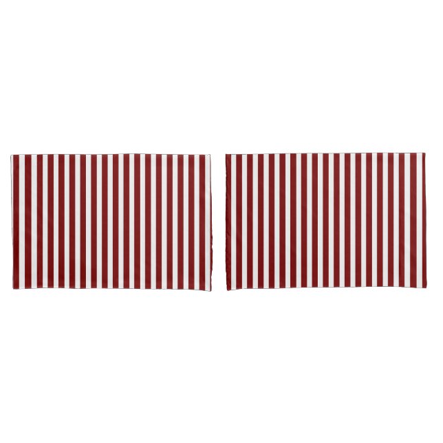 Classic Modern Striped Deep Red and White Kissenbezug (Vorderseite-Set)