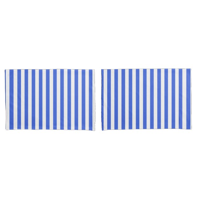 Classic Modern Striped Royal Blue and White Kissenbezug (Vorderseite-Set)