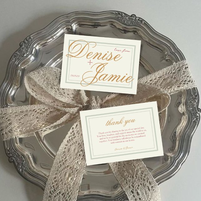 Classic Modern Vintage Wedding Guest Dankeskarte (Von Creator hochgeladen)