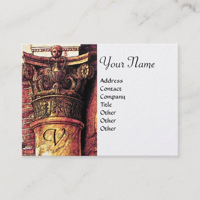 CLASSIC MONOGRAM 2 hellrotes Gelb, Platin Visitenkarte (Vorderseite)