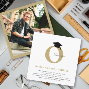 Classic Monogram Alphabet O Foto Graduation Party Einladung