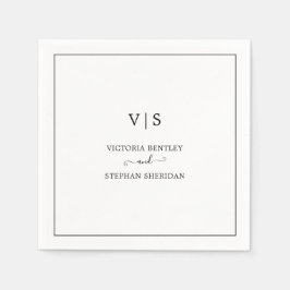 Classic Monogram Black and White Elegante Wedding Serviette