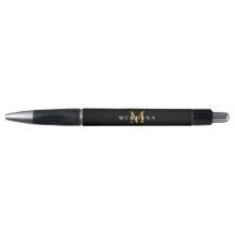 Classic Monogram Black Gold Elegant Initialname