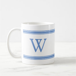 Classic Monogram Blue Striping Personalisiert Mug Kaffeetasse