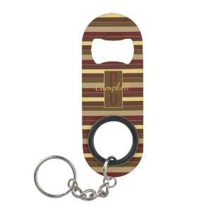 CLASSIC MONOGRAM BROWN GOLD HORIZONTAL STRIPE MINI FLASCHENÖFFNER