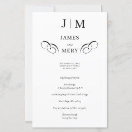 Classic Monogram Calligraphy Wedding Program