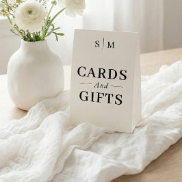 Classic Monogram Cards Gifts White Wedding Tischaufsteller