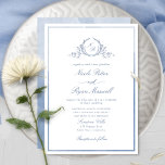 Classic Monogram Dusty Blue Watercolor Wedding Einladung<br><div class="desc">Freuen Sie sich auf eine elegante Hochzeitseinladung, die exquisite handgezeichnete leafarbige botanische Monogramm mit den Initialen von Braut und Bräutigam zeigt. Einladungen vorn mit dünnen staubblauen und blauen Aquarellbildern getrimmt, im Hintergrund mit schönen Aquarellspülungen in staubigen Blau- und Blautönen. Sauberes und einfaches Design voll Eleganz und Grazie mit handgeschriebenen Kalligrafiedetails....</div>