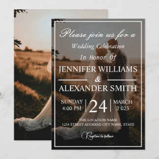  Classic Monogram Elegant Photo Wedding Invitation Einladung