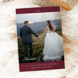 Classic Monogram Elegant Script Two Foto Wedding Save The Date