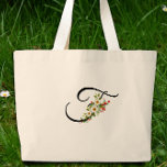 Classic monogram  F red white flower mother gift Jumbo Stoffbeutel<br><div class="desc">Need a Mother's Day gift idea? How about this Classic Monogram Tote Bag! Picture Mom's reaction when she unwraps this super useful tote, decorated with adorable red and white watercolor flowers and a sweet monogram. It's not just pretty; it's also super practical for all her adventures – think shopping, library...</div>