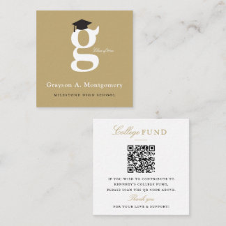 Classic Monogram Gold 'G' Graduation College Fund Begleitkarte