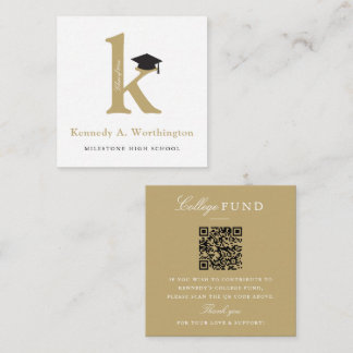 Classic Monogram Gold 'K' Graduation College Fund Begleitkarte