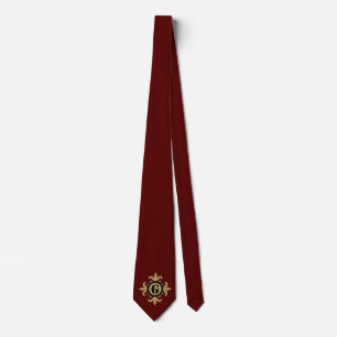 Classic Monogram Gold Lilie dunkelrot Krawatte