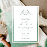 Classic Monogram Green Watercolor Wedding