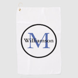 Classic Monogram Initial & Nachname Blau & Schwarz Golfhandtuch