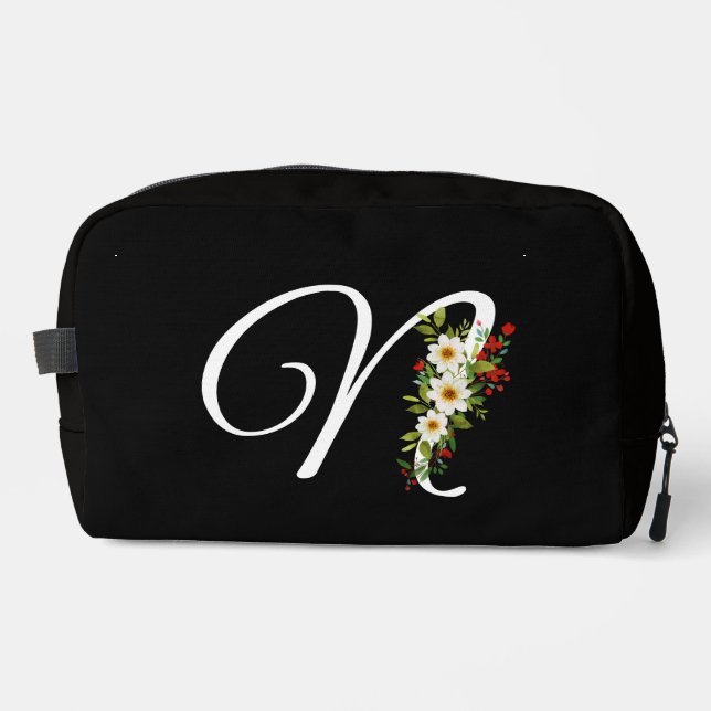 Classic monogram  initial red flower mother gift waschbeutel (Vorderseite)