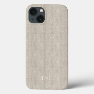 Classic Monogram Initials Luxury Linen Fabric Tech Case-Mate iPhone Hülle