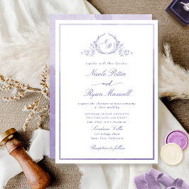 Classic Monogram Lavender Watercolor Wedding Einladung