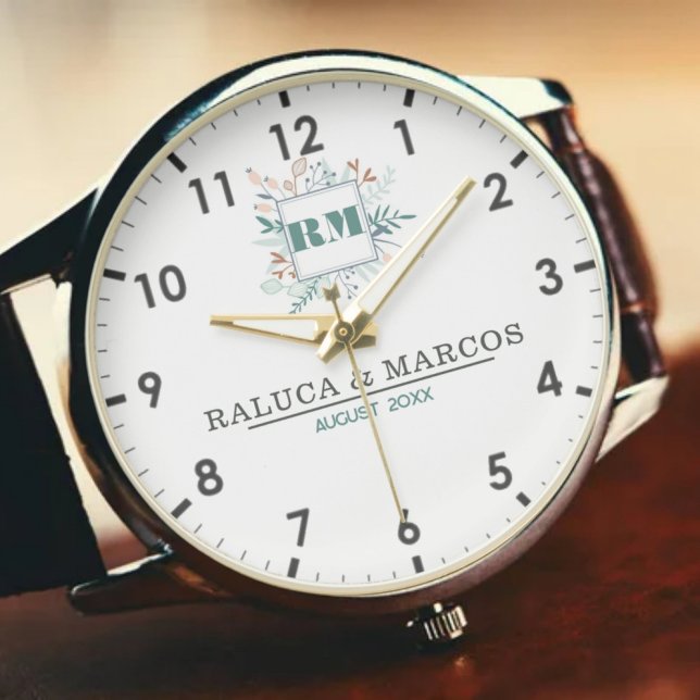 Classic Monogram Letters Couple’s Names Armbanduhr (Von Creator hochgeladen)