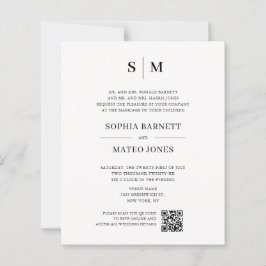 Classic Monogram Off White QR Code Wedding