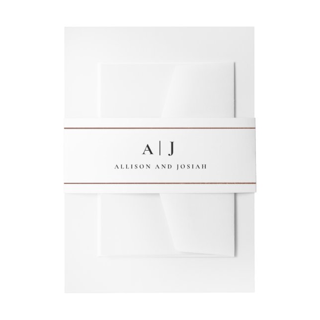 Classic Monogram Rose Gold Wedding Einladung Einladungsbanderole (Vorderseite Beispiel)
