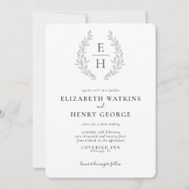 Classic Monogram Schwarz-weiß Fromal Wedding Invit Einladung