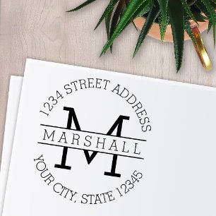 Classic Monogram Serif Name and Return Address Permastempel