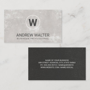 Classic Monogram Simple Gray Texture Visitenkarte
