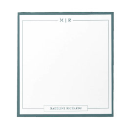Classic Monogram Smoke Green Border Stationery Notizblock
