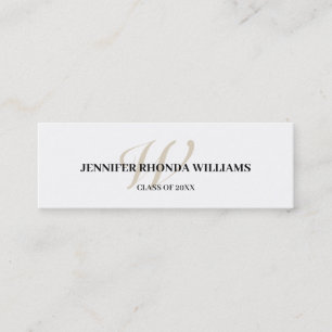 Classic monogram student graduation name card telefonnummerkarte
