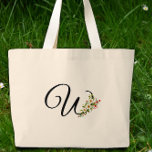 Classic monogram W red white flower mother gift  Jumbo Stoffbeutel<br><div class="desc">Looking for the perfect Mother's Day gift? Let me tell you about the Classic Monogram Tote Bag – it's seriously adorable! Picture your Mom's face lighting up when she sees this! It's covered in the prettiest red and white watercolor flowers – so feminine and lovely! And guess what? It gets...</div>