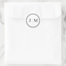 Classic Monogram Wedding Border line Runder Aufkleber