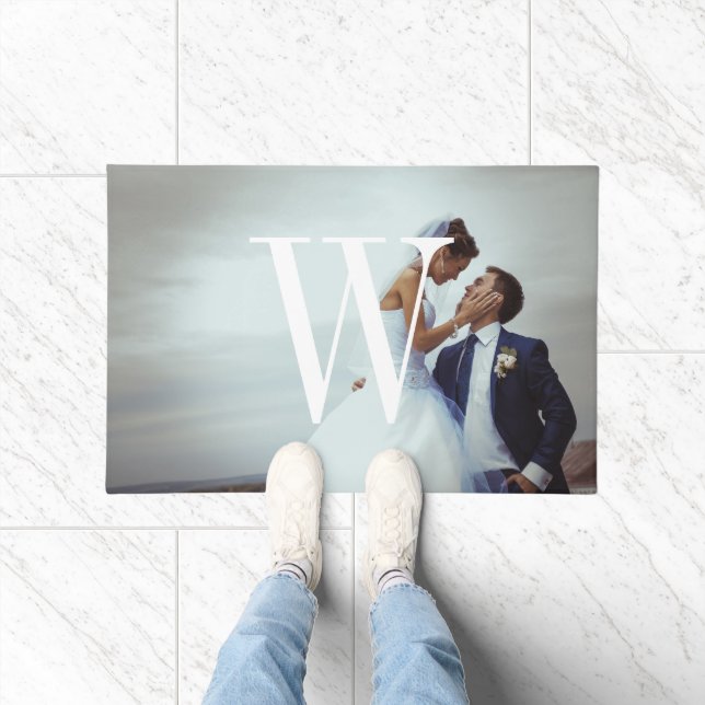 Classic Monogram Wedding Foto Doormat Fußmatte (Indoor)