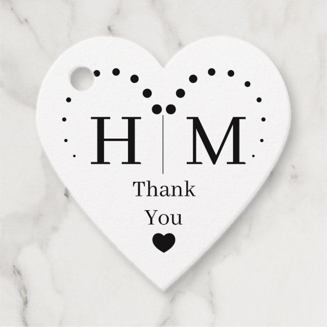 Classic Monogram Wedding Heart Border Geschenkanhänger (Vorderseite)