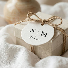Classic Monogram Wedding White Favor Tags Geschenkanhänger
