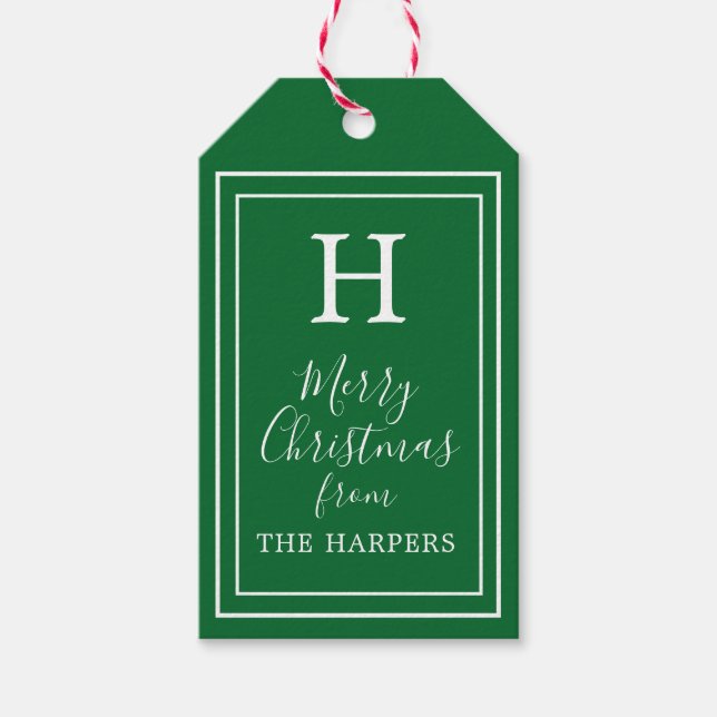 Classic Monogram Weihnachtsgeschenke Tags Geschenkanhänger (Vorderseite)