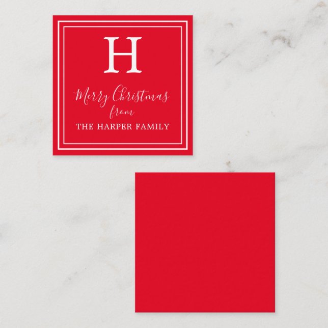 Classic Monogram Weihnachtsgeschenkkarten Mitteilungskarte (Vorne/Hinten)