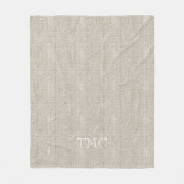 Classic Monogram White Initials Flax Fine Linen Fleecedecke