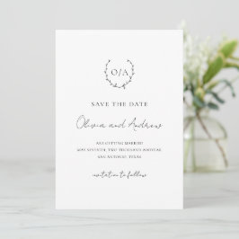Classic Monogram Wreath Wappen Elegante Hochzeit Save The Date
