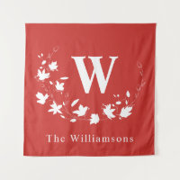 Classic Monogramm und Name Red Floral Wreath Custo
