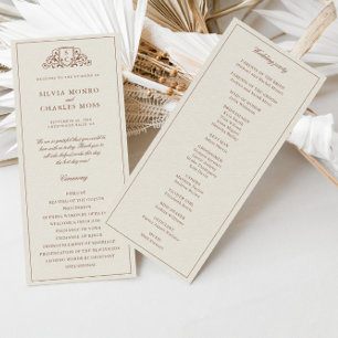 Classic Monorgam Brown & Ecru Wedding Programme
