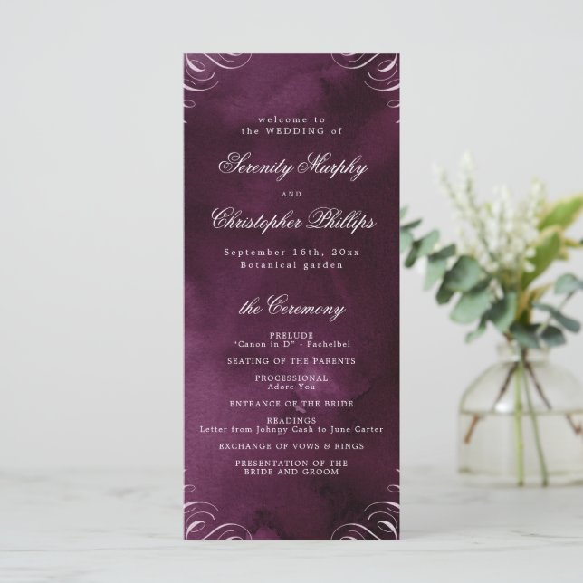 Classic Moody Masala Calligraphy Wedding Program Menükarte (Stehend Vorderseite)
